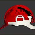 Red Safety Helmet With Protective Design On Dark Reflective Background 3d model