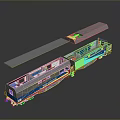 Modern Blue And Gray Engineering Train With Specialized Cargo Cars And Mechanical Equipment