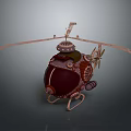 Vintage Helicopter Featuring Red Fuselage Metal Propellers And Mechanical Details