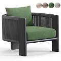 Modern Single Sofa With Green Cushion And Black Woven Armrest Frame Design 3d model