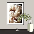 Stylish Framed White Flower Painting With Side White Vase And Green Branches