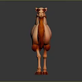 3D Camel Model In Cartoon Style With Orange Red Fur And Realistic Shading
