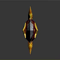 Mythical Sword With Flame Decorative Hilt And Red Orange Reflective Metallic Blade