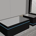 Modern Black Coffee Tables With Glass Top White Dotted Pattern And Blue Lighting 3d model