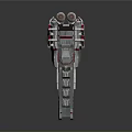Large Futuristic Sci-Fi Mechanical Weapon With Silver Red Metallic Armor And Complex Design