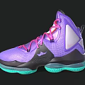 High Top Purple Basketball Shoes With Pink Laces Transparent Green Sole And Mesh Upper Design