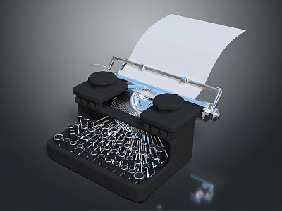 Vintage Office Appliance Classic Typewriter With Paper Roll And Metal Keys 3d model