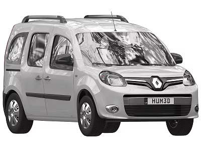 Renault Small Van With Roof Rack And Multiple Doors Silver Exterior For City Use 3d model