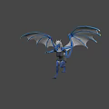 Blue Dragon like Game and Movie Character With Wings Black Top and Blue Pants