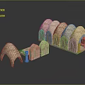 Arched Scene Model Components With Multiple Structural Units 3d model