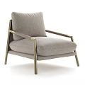 Sleek Modern Accent Chair with Brass Frame and Fabric Upholstered Cushioned Seat