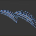 Dual Modern Arch Construction Element With Metallic Frames And Solar Panels