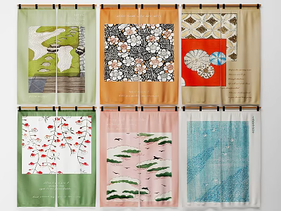 Home Decor Curtains With Diverse Floral Landscape Bird And Geometric Patterns 3d model