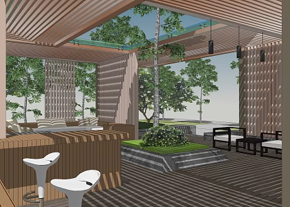 Square wood grating gallery 3d model