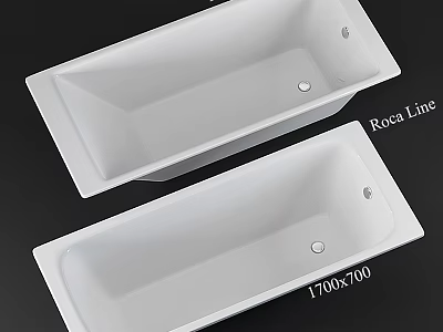 Roca Line Modern Rectangular White Bathtubs With 1700x700 Dimensions 3d model