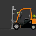 Orange And Black Forklift With Yellow Top Panel Green Gas Cylinder And Metal Forks