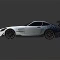 White Sports Car With Sleek Design Black Stripes Rear Spoiler And Alloy Wheels