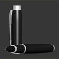 Elegant Metallic Fountain Pens With Shiny Finish Standing And Lying On Sleek Surface