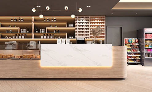 Modern fast food restaurant bar 3d model