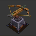 Ancient Ballista Siege Equipment With Stone Base And Wooden Bow Arms