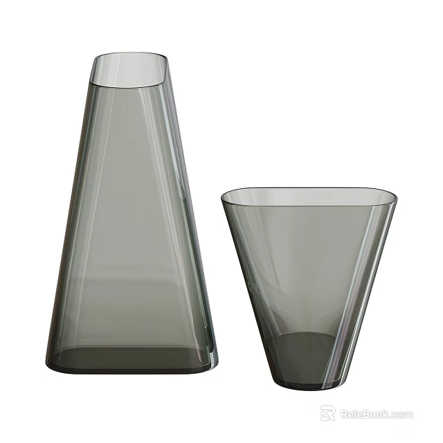 Transparent Cone Shaped Ceramic Vessels With Modern Design And Different Sizes 3d model 