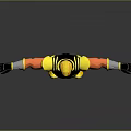 Futuristic Superhero Costume In Black Yellow Orange With Glowing Eyes And Reflective Boots