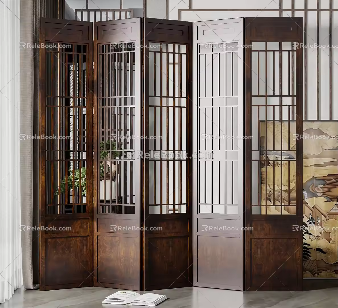 New Chinese Style Screen Partition 3d model