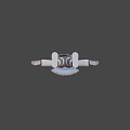 3D Anime Character With White Long Hair Blue Gray Outfit Mechanical Armor In Lying Pose