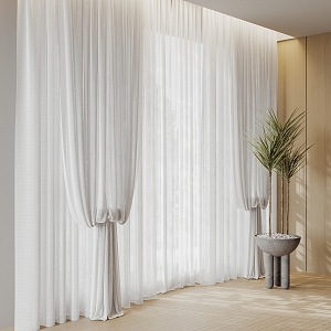 Modern Curtain Window Screen 3d model