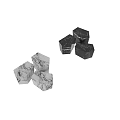 Stylish Three Polygonal Coffee Tables with Black Marble Texture and Geometric Design