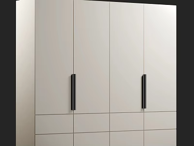 Sleek Modern Wardrobe Design With White Panels Black Handles And Drawer Storage 3d model