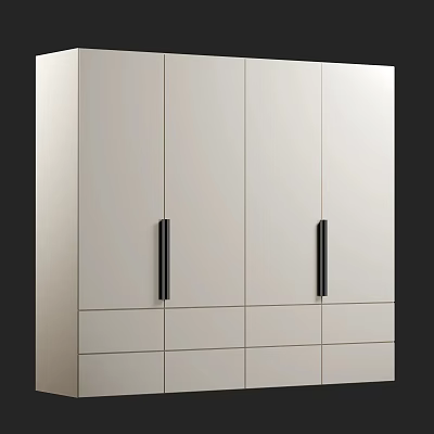 Sleek Modern Wardrobe Design With White Panels Black Handles And Drawer Storage 3d model