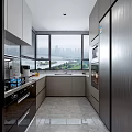 Modern Living Dining Room With TV Wall Coffee Tables Dining Table And Marble Floor