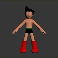 Cartoon Character Figure With Black Spiky Hair Shirtless Black Shorts And Red Boots