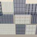 Modern Building Facade With Grid Framework And Transparent Panel Materials 3d model