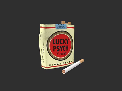 Lucky Psych Cigarettes Retro Pack Design With Filtered Cigarette And Brand Logo 3d model