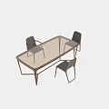 Modern Dining Table And Chairs Set With Glass Top Wooden Frame And Upholstered Seats