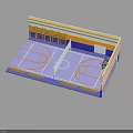Modern Indoor Sports Facility With Basketball Court Volleyball Net And Lockers