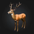 Realistic Standing Deer Figure With Large Antlers And Brown Fur