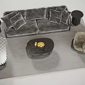 Modern Grey Sofa And Coffee Table Set With Pillows Fruit Side Tables Ottoman Accent Chair