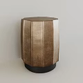 Textured Metallic Octagonal Stool With Black Base And Modern Design 3d model