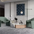 Modern leisure sofa combination shaped sofa coffee table combination 3d model