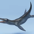 Ancient Reptile With Long Snout Sharp Teeth And Streamlined Body Swimming In Water