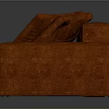 Orange Leather Three Seater Sofa With Plush Cushions And Stylish Modern Look