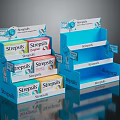 Strepsils Product Display Shelf Unit With Blue Multi Layer Storage Design