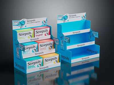 Strepsils Product Display Shelf Unit With Blue Multi Layer Storage Design 3d model