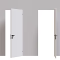 Modern White Swing Door with Black Handle and Sleek Metal Hardware Design