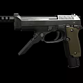 Tactical Pistol With Metal Body Green Grip Barrel Trigger And Magazine Design