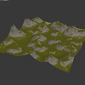 Rural Landscape with Rolling Green Hills and Natural Terrain Features