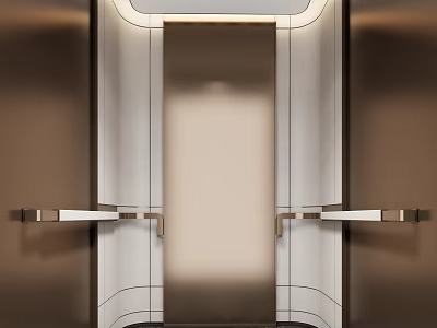 Elegant Modern Elevator Interior Design With Metallic Accents And Ambient Lighting 3d model